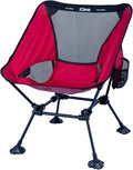 iClimb Ultralight Compact Camping Folding Beach Chair with Anti-Sinking Large Feet and Back Support Webbing (Red - Square Frame - 2PC)