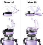 GOSWAG Insulated Sports Water Bottle, 24oz 2 Lids(with Straw/No Straw), Stainless Steel Water Bottles with Paracord Handle, Insulated Bottle with Double-Wall Vacuum Insulation