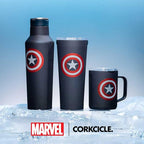 Corkcicle Marvel Sport Canteen - Triple-Insulated Stainless Steel Water Bottle - Straw Cap & Folding Metal Handle - Summer Drinkware Gift - Keeps Drinks Ice Cold - Captain America - 20 oz