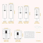 13 Pack Travel Size Containers, 1.7/1/0.5oz Clear Airless Pump Bottles, Makeup Containers, TSA Approved Skincare Empty Travel Bottles Leak Proof Refillable Jars for Toiletries, Lotion, Liquid, Cream