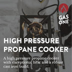 GasOne High Pressure Double Propane Burner - Outdoor Cooking with Heat Shield and Guard – Propane Burner Head for Camping, Tailgating, Seafood Boil, Home Brewing - Patent Pending