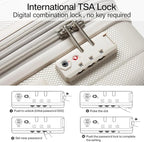 Hanke Expandable Hardshell Luggage Sets 3 piece Carry on Luggage with Wheels Suitcases Lightweight Checked Travel Luggage Rolling Large Suitcase Travel Luggage Bag Woman Men 20/24/29 Inch(Ivory White)