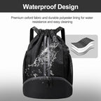 Hoedia Sports Drawstring Backpack - String Swim Gym Bag with Shoes Compartment and Wet Proof Pocket for Women&Men