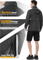 Outdoor Ventures Men's Rain Jacket Waterproof Lightweight Packable Rain Pullover for Hiking Golf Running