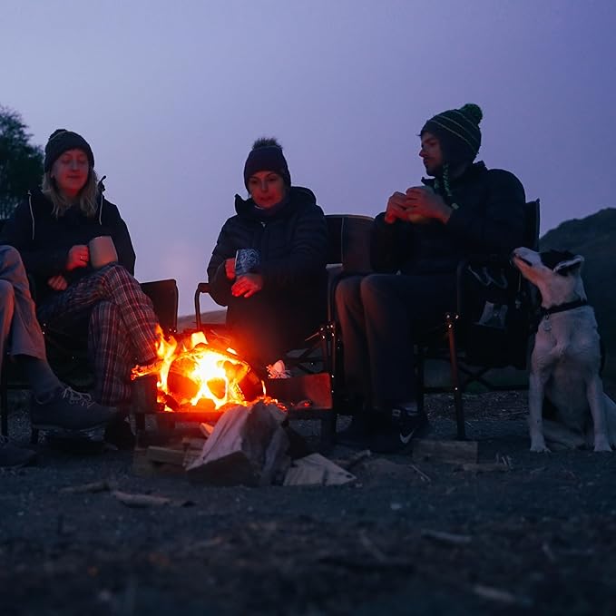 SUNNYFEEL Heated Camping Directors Chair 2 Pack, Portable Folding Lawn Chairs for Adults Heavy Duty with Side Table,Pocket for Beach, Fishing,Picnic,Concert Outdoor, Foldable Camp Chairs