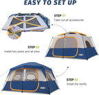 UNP 2/4/6/8 Person Tent, Portable Cabin Tent, Camping Tent 4-Person Easy Set Up, Waterproof with Top Rainfly for Outdoor Camping/Hiking