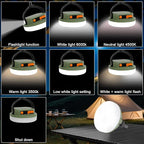 Outdoor Camping lamp Rechargeable lamp, Portable Lighting lamp. Equipped with 6 Brightness Settings, Tent lamp with Hook, Suitable for Power outages, Hiking, and Emergencies. (Army Green)