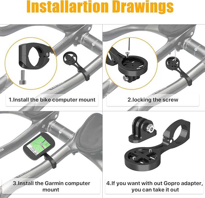 Aero Bars Mount - Garmin Bike Computer Mount for Garmin Edge, Compatible with Bike GPS Computer,Wahoo,Bryton,Cateye,GoPro Full Range and Flashlight (Black)
