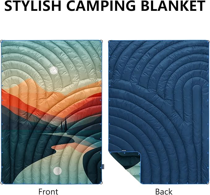 Camping Blanket,Lightweight Puffy Printed Camping Blanket Packable Outdoor Blanket for Camping,Traveling, Stadium, Hiking, Picnics