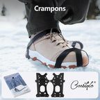 11 Spikes Crampons, Upgraded Version Stainless Steel Anti-Slip, Ice Cleats Grips for Hiking Shoes and Boots, Hiking Fishing Walking Mountaineering