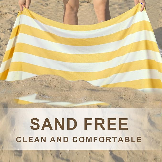 Genovega 4 Packs Oversized Turkish Beach Towels Thin Quick Dry Sand Free Pool Swim Bathing Towel Extra Large Travel Blanket Adult Essentials Accessories Summer Vacation Stripe