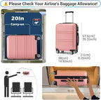 Kono 20'' Carry on Luggage Lightweight with Spinner Wheel TSA Lock Hardside Luggage Small Carry on Suitcase Nude/Rose Pink