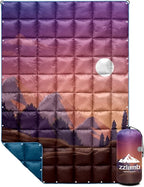 zzlamb Camping Blanket, Outdoor Lightweight Travel Blanket Puffy Portable Down Alternative, Windproof Warm Cloak with Snaps, Cozy Quilt Backpacking Picnic RV Plane Car Hammock Beach Climbing