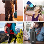 Water Bottle Insulated 32oz 40oz 64oz 128oz Straw Lid Spout Lid & 3 Lids, Leak Proof, Vacuum Insulated,Stainless Steel Water Bottle Wide Mouth for Sports, Gym or Office