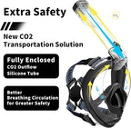 Full Face Snorkel Mask Adults with Ear Pressure Equalizer, Fully Enclosed CO2 Outflow, Silicone Bonding Anti-Leak&Fog,Buckle Folding for Portability