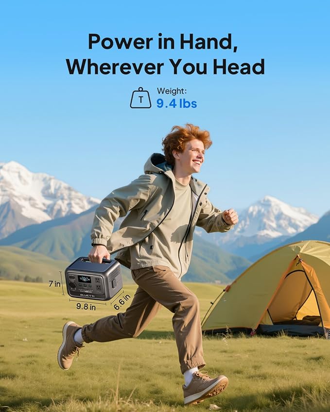 BLUETTI Elite 30 V2 Portable Power Station, 288Wh Solar Generator, 600W AC Outlets (Power Lifting 1500W), 0-100% in 70 Min, LiFePO4 Battery Backup for Camping, Road Trip, Outage (Solar Panel Optional)