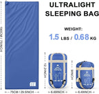 Ultralight Warm Weather Sleeping Bag - Portable, Waterproof, Compact Lightweight, Comfort with Compression Sack - Great for Outdoor Camping, Backpacking & Hiking