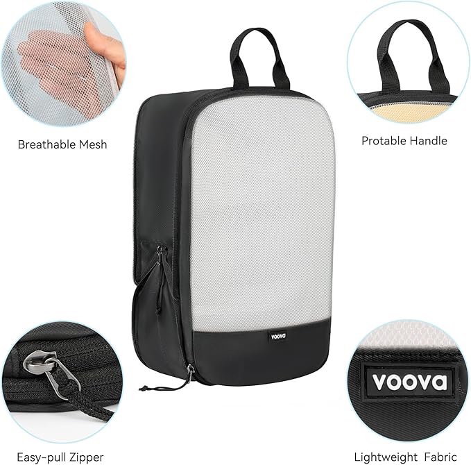 Voova 6 Set Compression Packing Cubes, Travel Accessories Expandable Packing Organizer Bags Set for Carry on Suitcase, Durable Luggage Packing Cubes for Travel Essentials, Black
