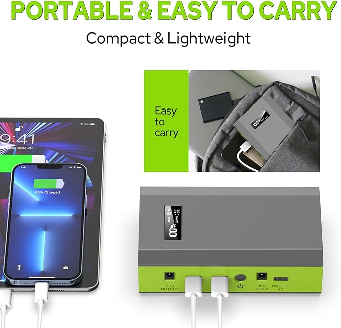 300W Solar Powered Power Bank Generator with 60W Panel, Portable Solar Power Station with DC AC Outlet 110V for Laptop Smart Devices RV Outdoor Camping