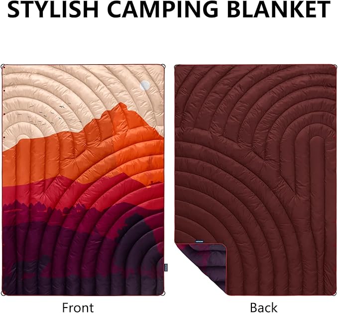 Camping Blanket,Lightweight Puffy Printed Camping Blanket Packable Outdoor Blanket for Camping,Traveling, Stadium, Hiking, Picnics
