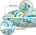 Magpie Fabrics Pack of 2 Outdoor Lumbar Pillow Case Covers 12"x20", Waterproof Rectangular Throw Pillowcase Shell Decorative Sham for Patio Garden Couch - Paisley Lapis Green
