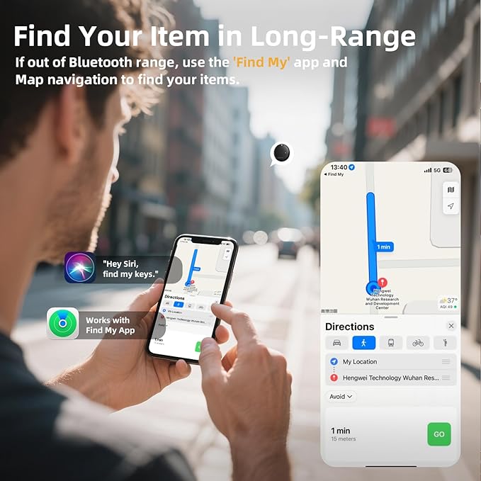 Esky Air Tracker Tags-4 Pack, Bluetooth Smart Luggage Tracker Works with Apple Find My APP (iOS Only, Not for Android), Key Finder and Item Locator for Luggage, Backpack, Suitcases, Wallet