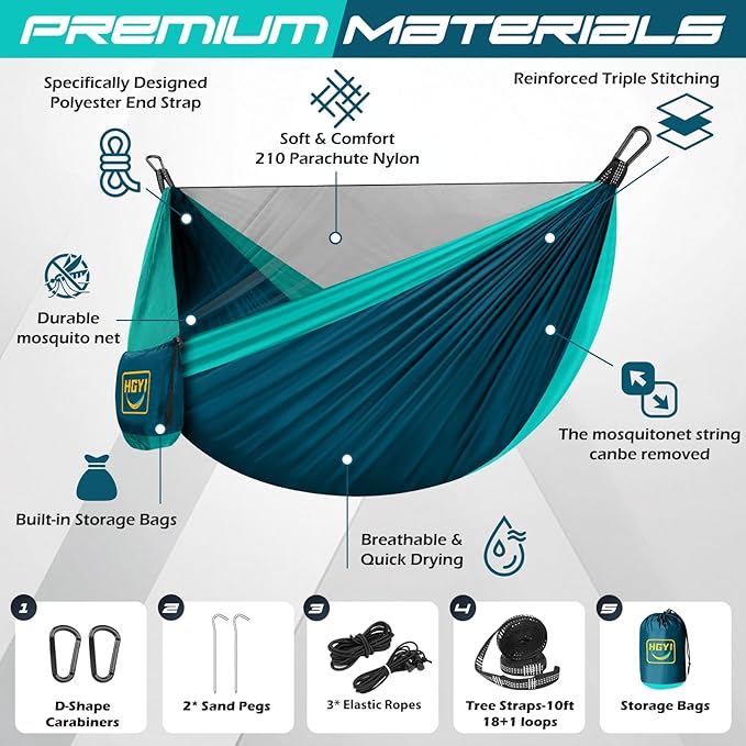 Camping Hammock Mosquito Net,Double & Single Portable Hammocks Hammocks with 2 Tree Straps,Hammock Tent for Travel Camping,Camping Accessories for Indoor Outdoor Hiking Backpacking Backyard Beach