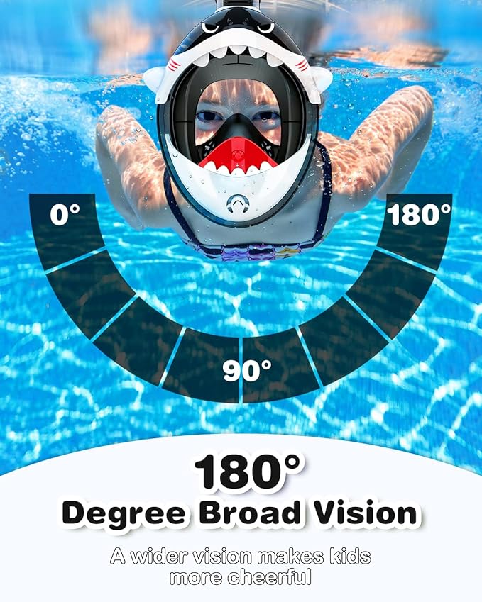 Kids Snorkel Mask, Full Face Snorkel Mask for Kids 4-16, Foldable Snorkeling Gear for Kids Snorkeling Set for Swimming Pool Toys, Dry Top, Anti-Leak/Anti-Fog /180° HD View/Portable Bag