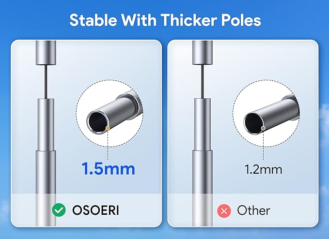 Osoeri Beach Tent, Camping Sun Shelter UPF50+ with 8 Sandbags, Sand Shovels, Ground Pegs & Stability Poles, Outdoor Shade Beach Canopy for Camping Trips, Fishing, Backyard Fun or Picnics