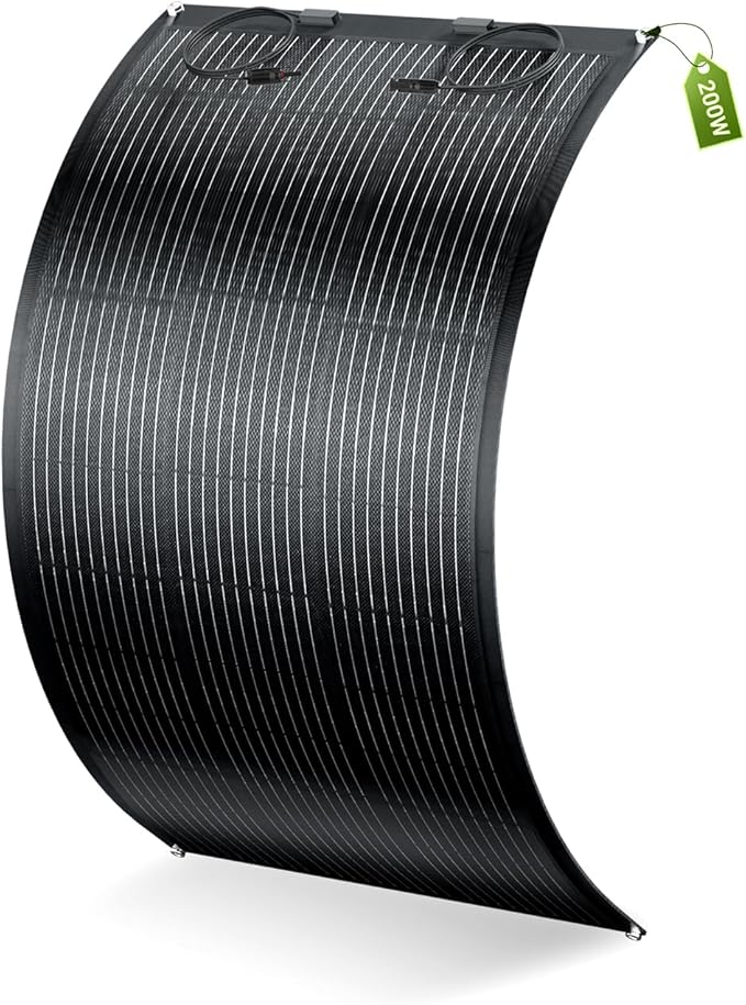 200W Flexible Solar Panel, Portable Bendable 20 Volts Solar Panels 10BB Ultra Lightweight Bendable Mono Cell for RV Camping Home Boat Marine Curve Surface RV Cabin Van Car