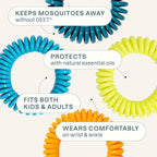 Cliganic Mosquito Repellent Bracelet Stickers Pack for Kids & Adults Multi Color, Natural DEET-Free, Essential Oil Infused 20 Bands with 30 Patches, Citronella Scent (50)
