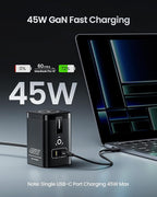 PISEN 4-in-1 Mag-Safe Wireless Charger - 45W GaN Charging Station for Multiple Devices, Qi Certified Mag-Safe Stand Magnetic Wireless Charger Fast Charging for iPhone 16/15/14/13/12, Samsung, AirPods