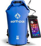 Earth Pak Waterproof Dry Bag - Roll Top Waterproof Backpack Sack Keeps Gear Dry for Kayak with Waterproof Phone Case