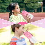 32oz Water Bottle with Removable Straw and Spout Lid Two Ways to Drink, 18/10 Stainless Steel Insulated Water Bottle, BPA-Free, Leak Proof, Double wall, for Sports, Gym