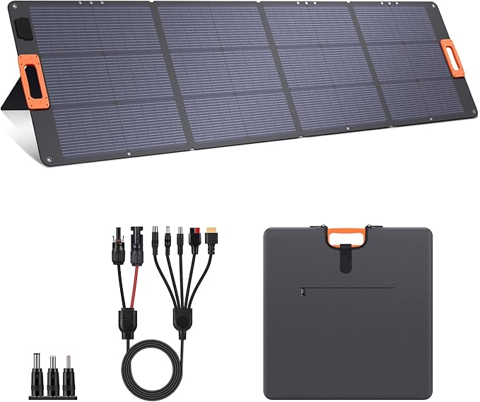 N-Type 16BB 200W Portable Solar Panel for Power Station,ETFE Foldable Solar Panel High 25% Efficiency IP68 Waterproof Solar Panels Kit for Outdoor Camping RV Backuot