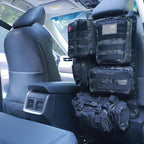 Universal Tactical Car Seat Back Organizer Bag Tactical Molle Vehicle Organizers Panel Vehicle Protector Organizers with 5 Detachable Pouches for Car Truck Ford Jeep (Black camo)