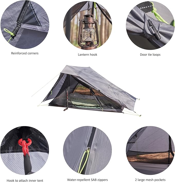Altair Two Ultralight Backpacking Tent, 2 Person Trekking Pole Backpacking Tent, Waterproof, Compact, 3 Season, Double Wall Shelter for Backpacking, Camping, Thru Hiking, Trekking