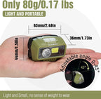 EverBrite Rechargeable Headlamp, LED Bright Motion Sensor Head Lamp Flashlight with 9 Modes, Adjustable Headlight for Adults with White Red Light, Water Resistant, Green, for Hiking, Running, Camping