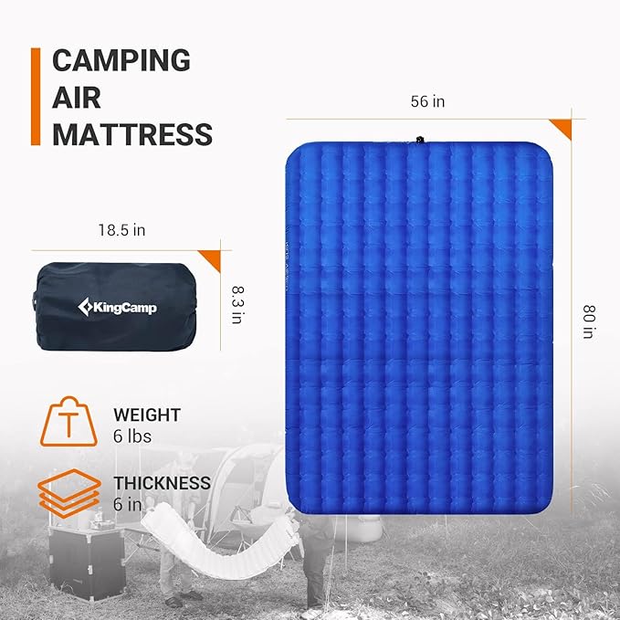 KingCamp Air Mattress Sleeping Pad, Ultra-Lightweight, Compact, and Waterproof Camping Pad for Backpacking, Hiking, and Outdoor Adventures