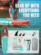 Niphean Inflatable Stand Up Paddle Board with SUP Accessories, Anti-Slip EVA Deck, 10’6’’ Inflatable Paddle Boards for Adults & Youth of All Skill Levels