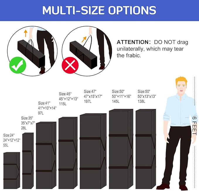 INFANZIA 50inch Sports Duffel Travel -138L Extra Large Duffel Luggage Bag with Upgrade Zipper, Water Resistant & Foldable Equipment Storage Bag for Camping Tent Tripod Fishing