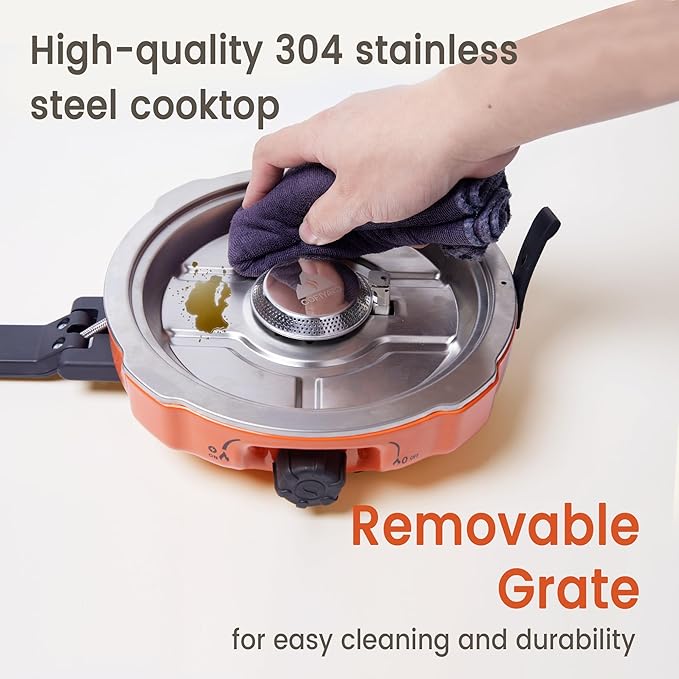 20,000 BTUs 2 Burner Propane Camping Stove, Portable Folding Camp Stove with Adjustable Burners, Regulator and Carrying Bag, Dual Gas Stoves Easy Carrying Handle for Tailgating, Camping, BBQ