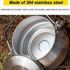 Camping Kettle Outdoor Campfire Camp Kettle, 1L Stainless Steel camping tea kettle Coffee Pot, Portable Lightweight Teapot Fast Heating Boiling Water, Ideal for Hiking Picnic Travel, Silver