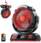 Camping LED Fan with Light, 40000mAh Rechargeable Battery Powered Outdoor Tent Fan with Light and Hook, 6 Speed, Personal USB Desk Fan for Camping, Fishing, Power Outage,Hurricane, Worksite