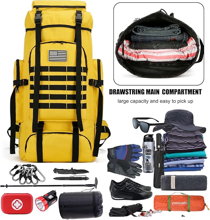 Hiking Backpack for Men 70L/100L Camping Backpack Military Rucksack Molle 3 Days Assault Pack for Climbing
