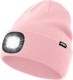 ATNKE LED Lighted Beanie Hat,USB Rechargeable 4 LED Running Headlamp Bright Cap with The Light Gifts for Men and Women