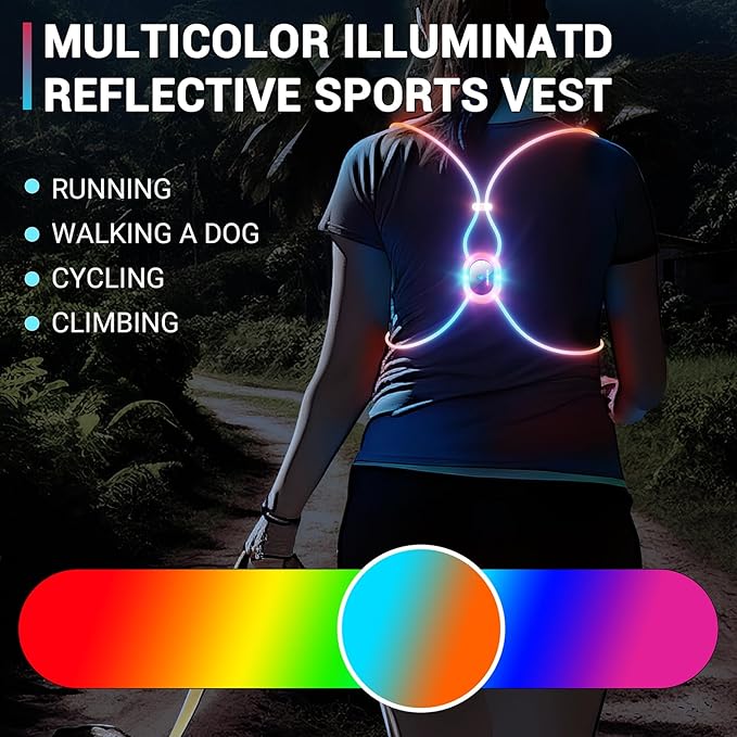 Running Lights For Runners, Reflective Running Vest, Reflective Running Gear Walking Vest For Women, Night Running Gear, Light Up Running Vest, Gifts For Runners, Safety Running Vest For Women & Men
