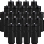 50 Strong Bulk Water Bottles | 24 Pack Sports Bottle | 22 oz. BPA-Free Easy Open with Pull Top Cap | Made in USA | Reusable Plastic Water Bottles for Adults & Kids | Top Rack Dishwasher Safe