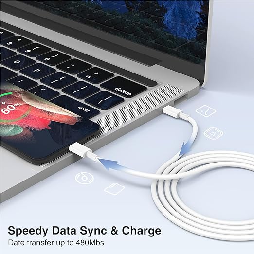 3-Pack [6.6FT+6.6FT+10FT] 60W USB C to USB C Cable, Type C Fast Charging Cable for iPhone Air 17 16e 16 15 Pro Plus Pro Max，for Galaxy S25/S24, for iPad Pro/Air/mini, for MacBook Pro/Air and More