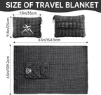 Travel Blanket and Pillow-2-in-1, Ultra-Soft&Compact, One-Piece Airplane Blanket with Hand Luggage Belt and Backpack Clip,Travelers Accessories Gifts, 61x43 Inches (Dark Grey)
